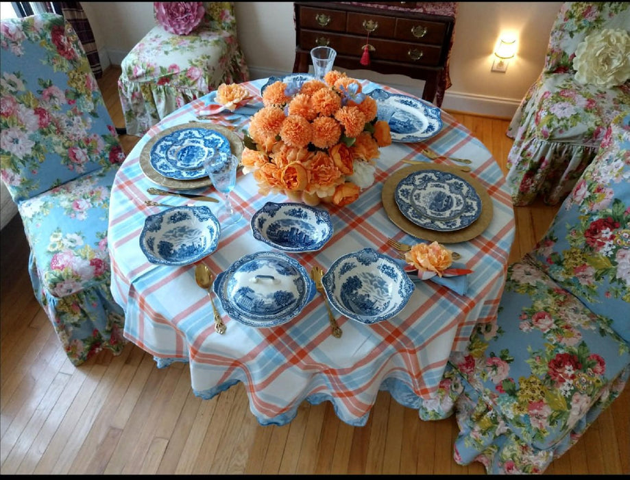 Blue and Orange Tablecloth - FineFamilyGoods