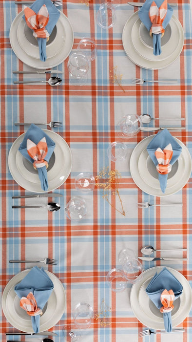 Blue & Orange - Napkin and Napkin Holder Set - FineFamilyGoods4 Napkin + 4 Napkin Ring
