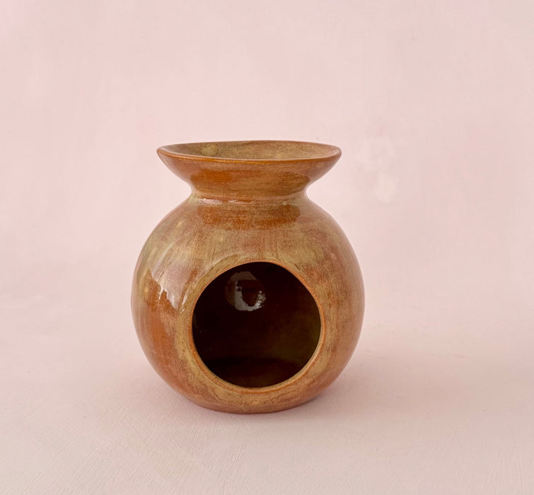 Ceramic Essential Oil Burner & Wax Melt Warmer - Brown - FineFamilyGoods