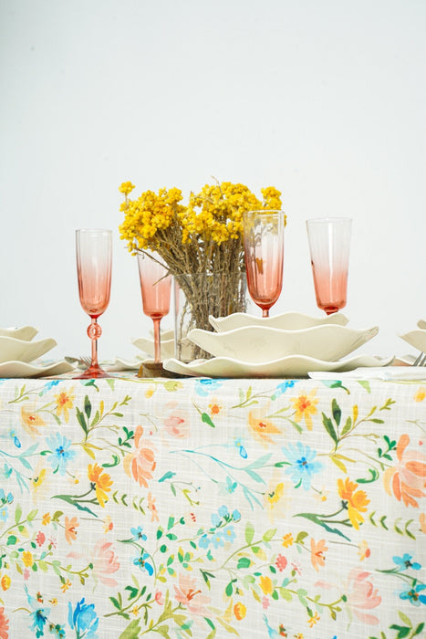 Floral Tablecloth in Green, Blue, Orange and Pink - FineFamilyGoodstablecloth59"x 94"
