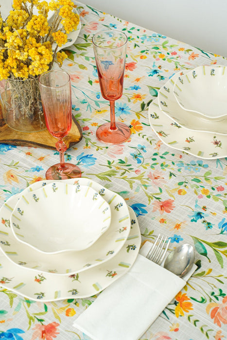 Floral Tablecloth in Green, Blue, Orange and Pink - FineFamilyGoodstablecloth59"x 94"