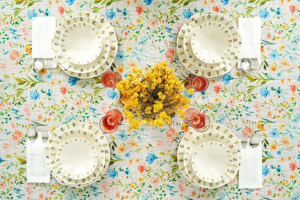 Floral Tablecloth in Green, Blue, Orange and Pink - FineFamilyGoodstablecloth59"x 94"