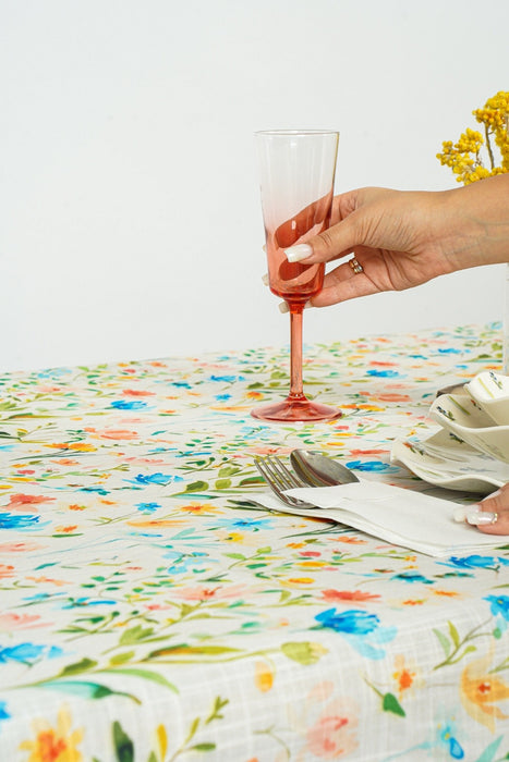 Floral Tablecloth in Green, Blue, Orange and Pink - FineFamilyGoodstablecloth59"x 94"