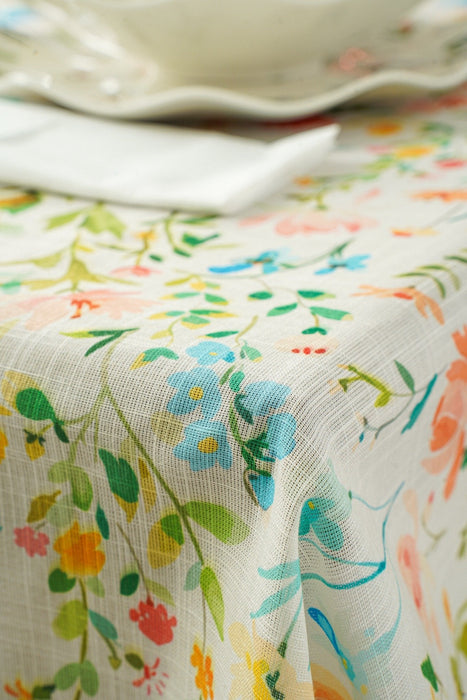 Floral Tablecloth in Green, Blue, Orange and Pink - FineFamilyGoodstablecloth59"x 94"