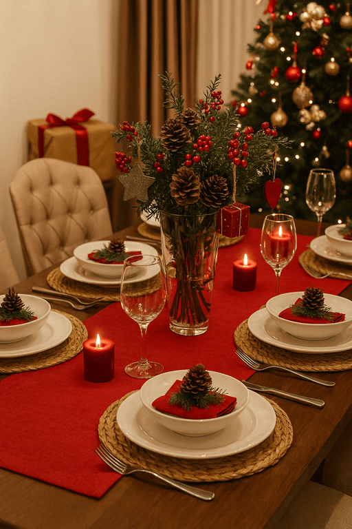 Gardenia Table Runner - Red - FineFamilyGoods