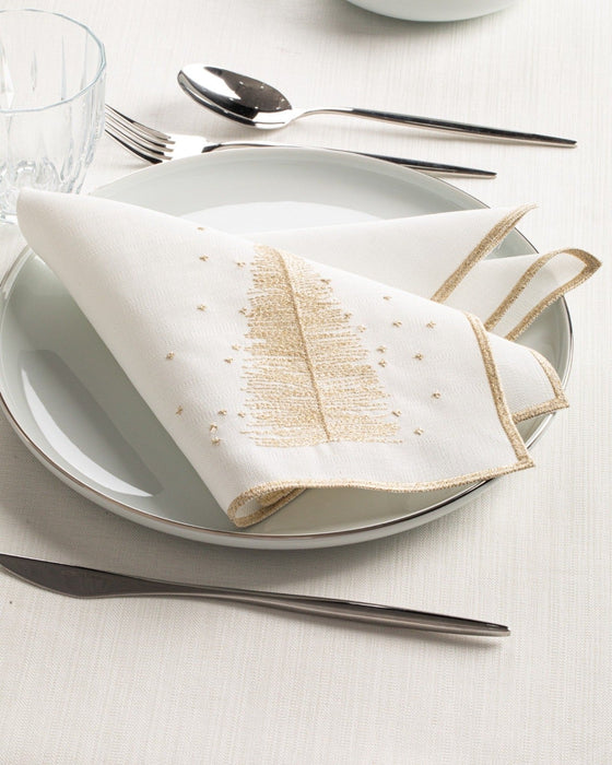 Luxury Gold Christmas Tree Embroidered Tablecloth & Napkin Set – Holiday Dining Decor – FineFamilyGoods - FineFamilyGoods59"x 94"/ 6 Napkins