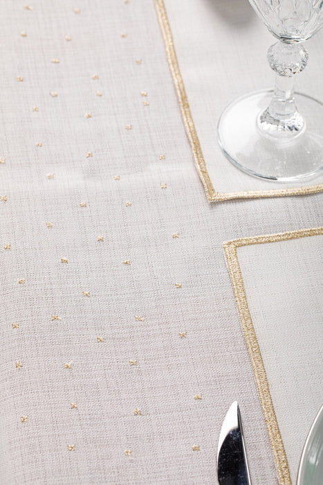 Luxury Gold Christmas Tree Embroidered Tablecloth & Napkin Set – Holiday Dining Decor – FineFamilyGoods - FineFamilyGoods59"x 94"/ 6 Napkins