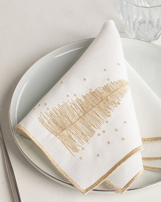 Luxury Gold Christmas Tree Embroidered Tablecloth & Napkin Set – Holiday Dining Decor – FineFamilyGoods - FineFamilyGoods59"x 94"/ 6 Napkins