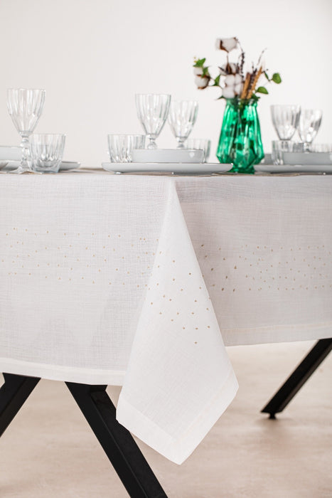 Luxury Gold Christmas Tree Embroidered Tablecloth & Napkin Set – Holiday Dining Decor – FineFamilyGoods - FineFamilyGoods59"x 94"/ 6 Napkins