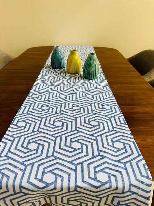 Modern Geometric Table Runner - FineFamilyGoodsNavy