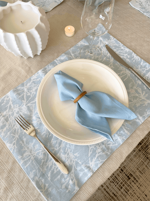 Napkin and Ring Set - Blue and Orange - FineFamilyGoods4 Napkin + 4 Napkin Ring