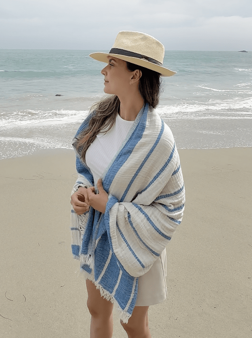 Peshtemal Towel Crinkle Muslin Blue - FineFamilyGoods