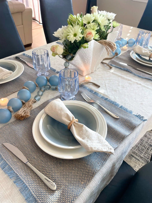 Placemat Panama with Indigo Fringe - FineFamilyGoods