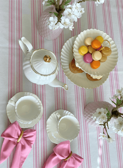 Striped Tablecloth - Pink and White - FineFamilyGoods63" x 94"