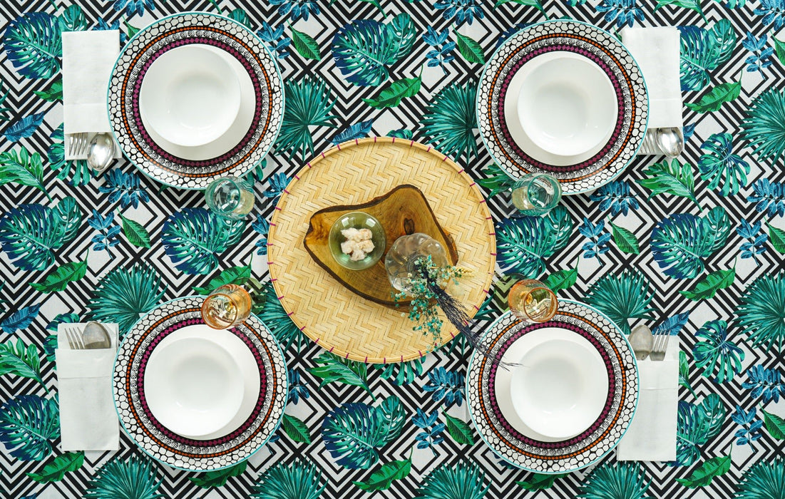 Tropical Geometric Tablecloth - FineFamilyGoods59"x 94"