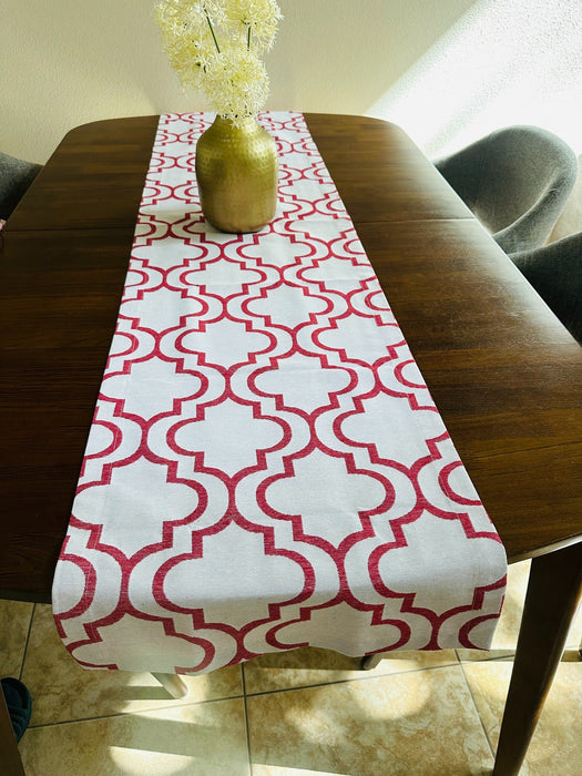 Vintage Geometric Table Runner - FineFamilyGoodsRed