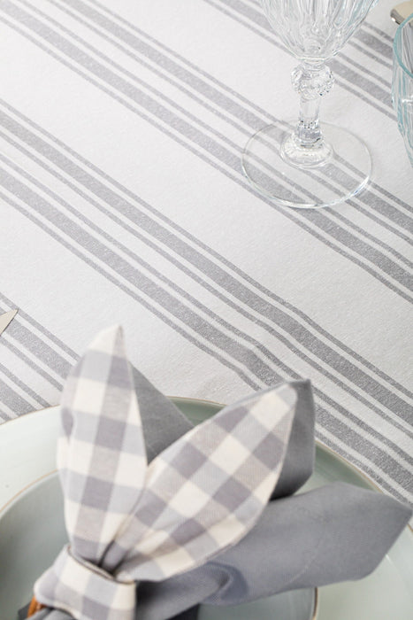 White and Gray Tablecloth - FineFamilyGoods63" x 94"
