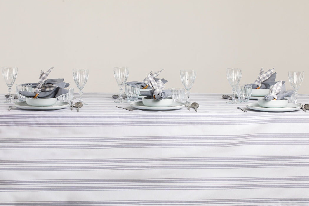 White and Gray Tablecloth - FineFamilyGoods63" x 94"