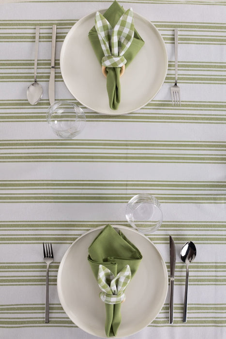 White and Green Striped Table Set - FineFamilyGoods67"x 94"