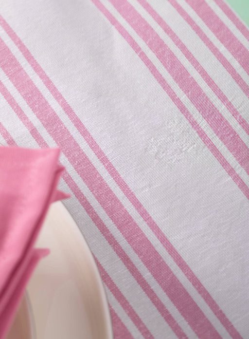 White and Pink Striped Table Set - FineFamilyGoods67"x 94"