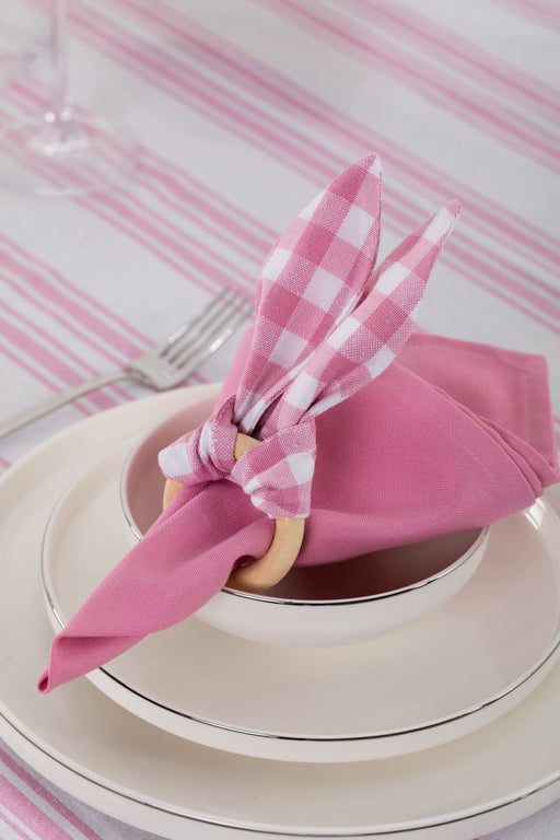 White and Pink Striped Table Set - FineFamilyGoods67"x 94"