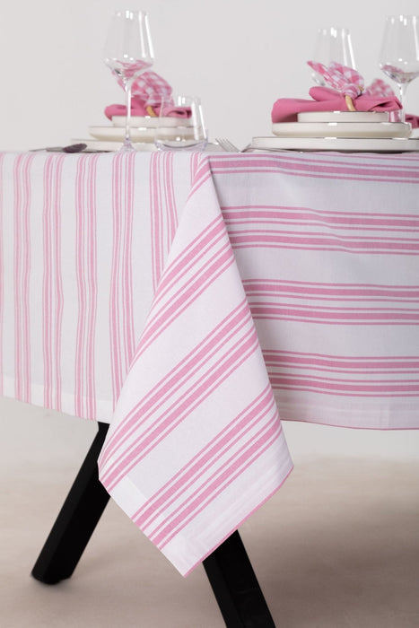 White and Pink Tablecloth - FineFamilyGoods63" x 94"