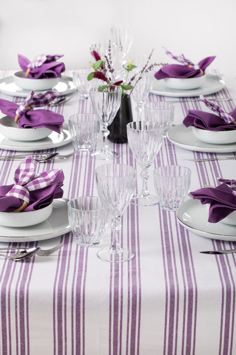 White and Purple Tablecloth - FineFamilyGoods63" x 94"