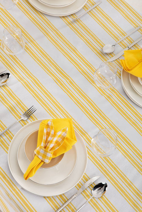 White and Yellow - Napkin and Napkin Holder Set - FineFamilyGoods4 Napkin + 4 Ring