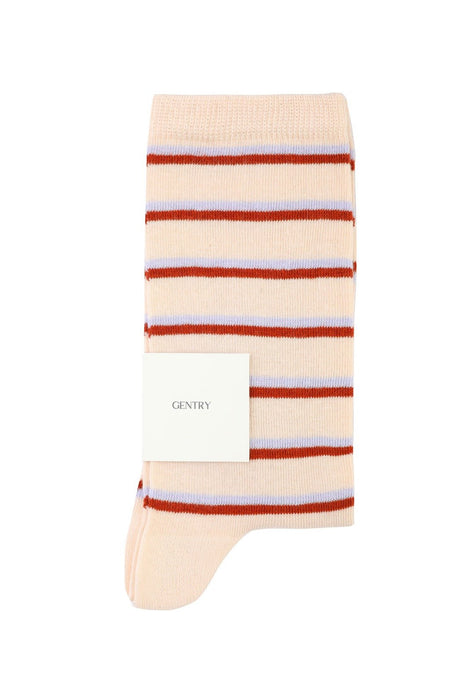 Base Cream Red and Purple Striped Socks - FineFamilyGoodsMedium (7-9)
