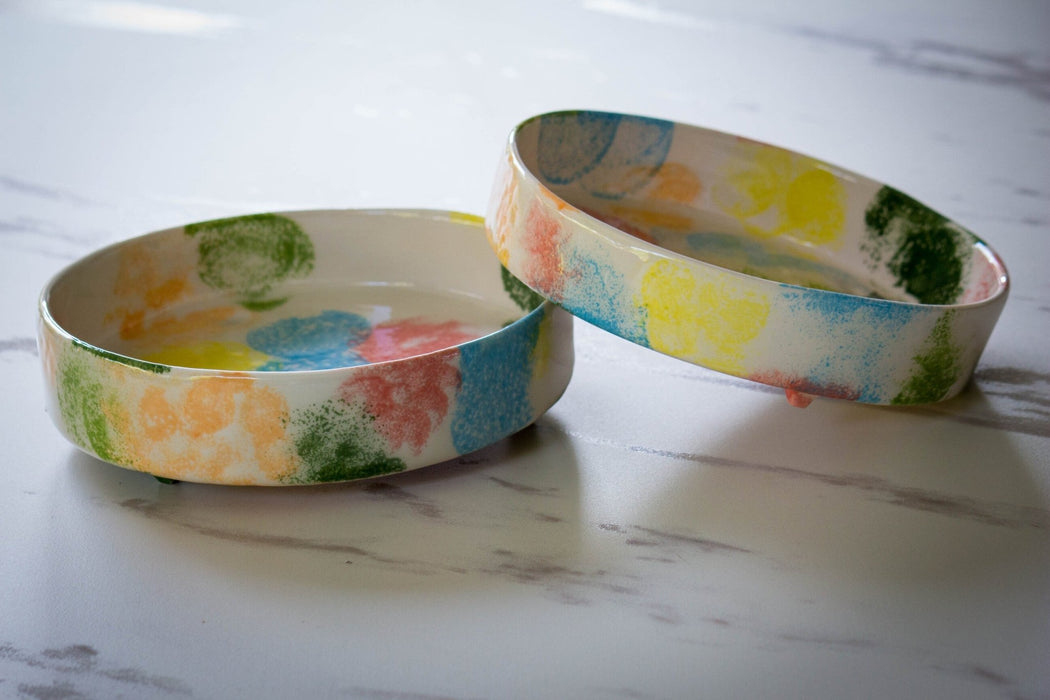 Ceramic Vibrant Footed Plate - FineFamilyGoods