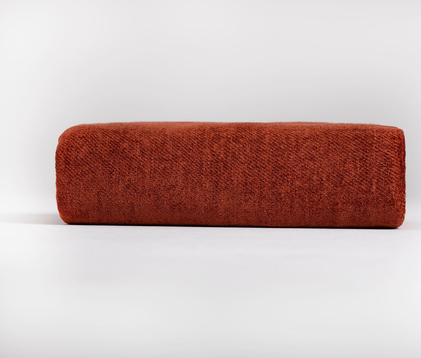 Chenille Throw Blanket with Fringe- Terracotta - FineFamilyGoods