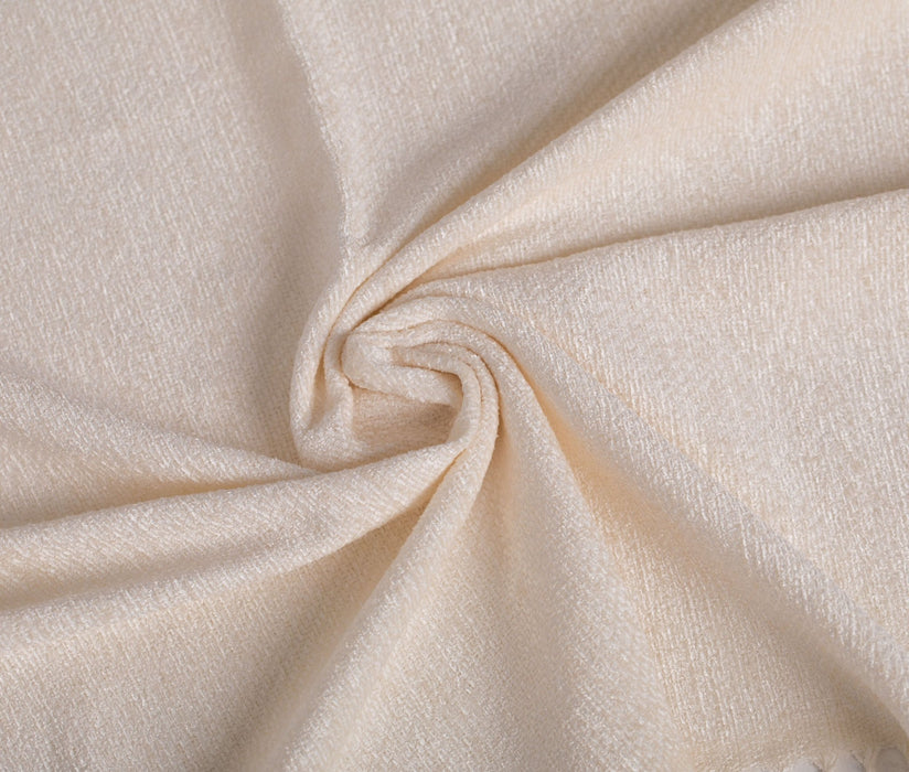 Chenille Throw Blanket with Fringe- Cream - FineFamilyGoods