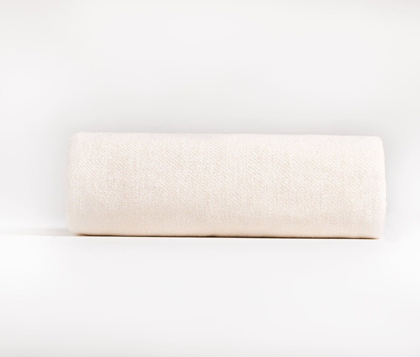 Chenille Throw Blanket with Fringe- Cream - FineFamilyGoods