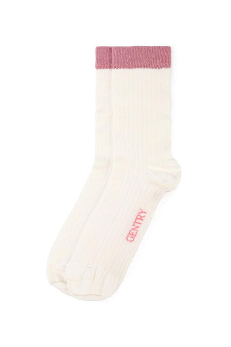 Classic Ribbed Pattern Socks White and Pink Set of 2 - FineFamilyGoodsMedium (7 - 9)