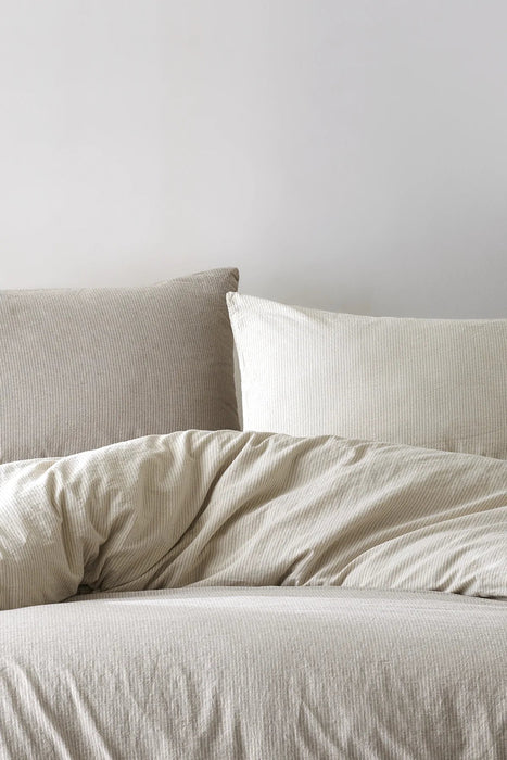 Cottage Chambray Striped Bed Sheet Set - FineFamilyGoods