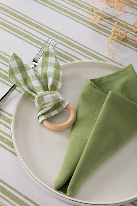 Easter Napkin and Handmade Bunny Ear Napkin Ring -Green - FineFamilyGoods4 Napkin + 4 Napkin Ring