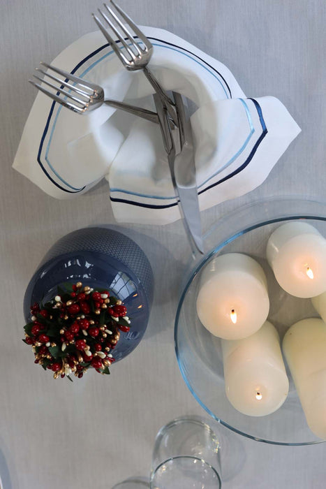 Embroidered Napkin- Blue & Navy - FineFamilyGoods