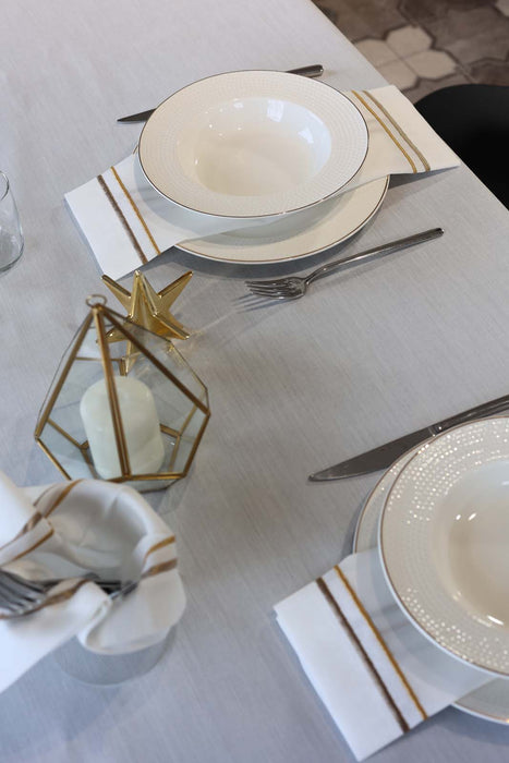 Embroidered Napkin- Gold & Mink - FineFamilyGoods