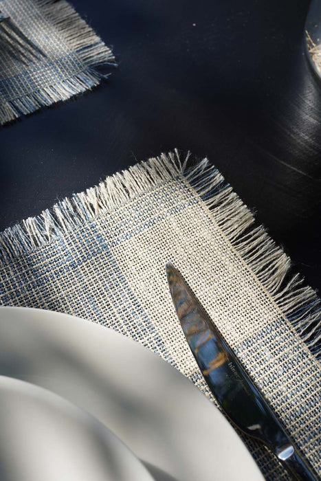 Jute Placemat Checked Blue - FineFamilyGoods