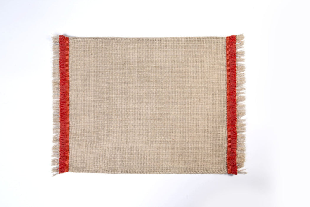 Jute Placemat with Orange Fringe - FineFamilyGoods