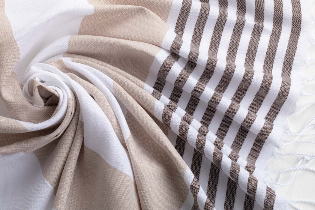 Peshtemal Towel Cappuccino Stripe - FineFamilyGoods