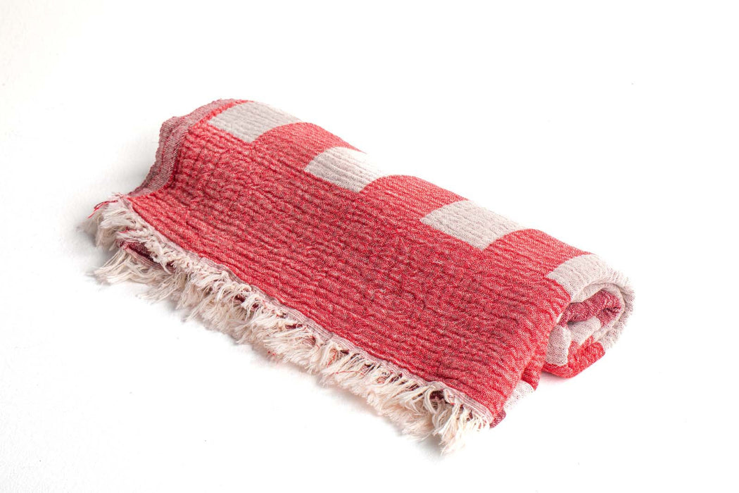 Peshtemal Towel Crinkle Muslin Red - FineFamilyGoods