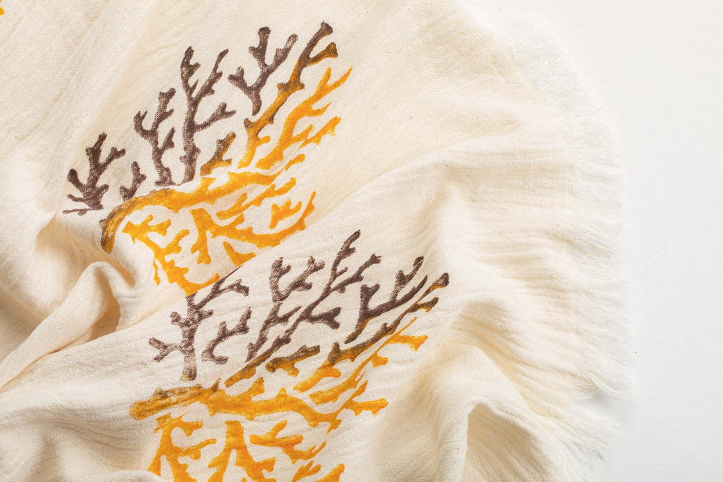 Peshtemal Towel Crinkle Muslin Tree Yellow & Brown - FineFamilyGoods