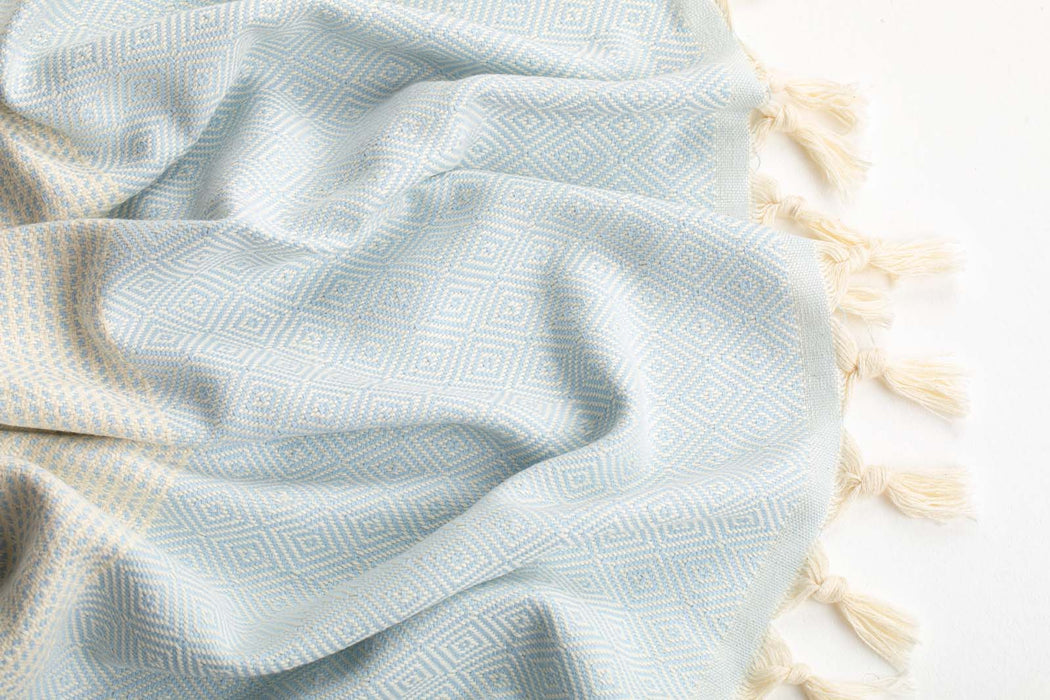 Peshtemal Towel Diamond Throw Light Blue - FineFamilyGoods