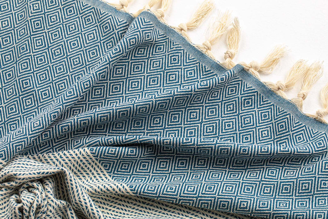Peshtemal Towel Diamond Throw Navy - FineFamilyGoods