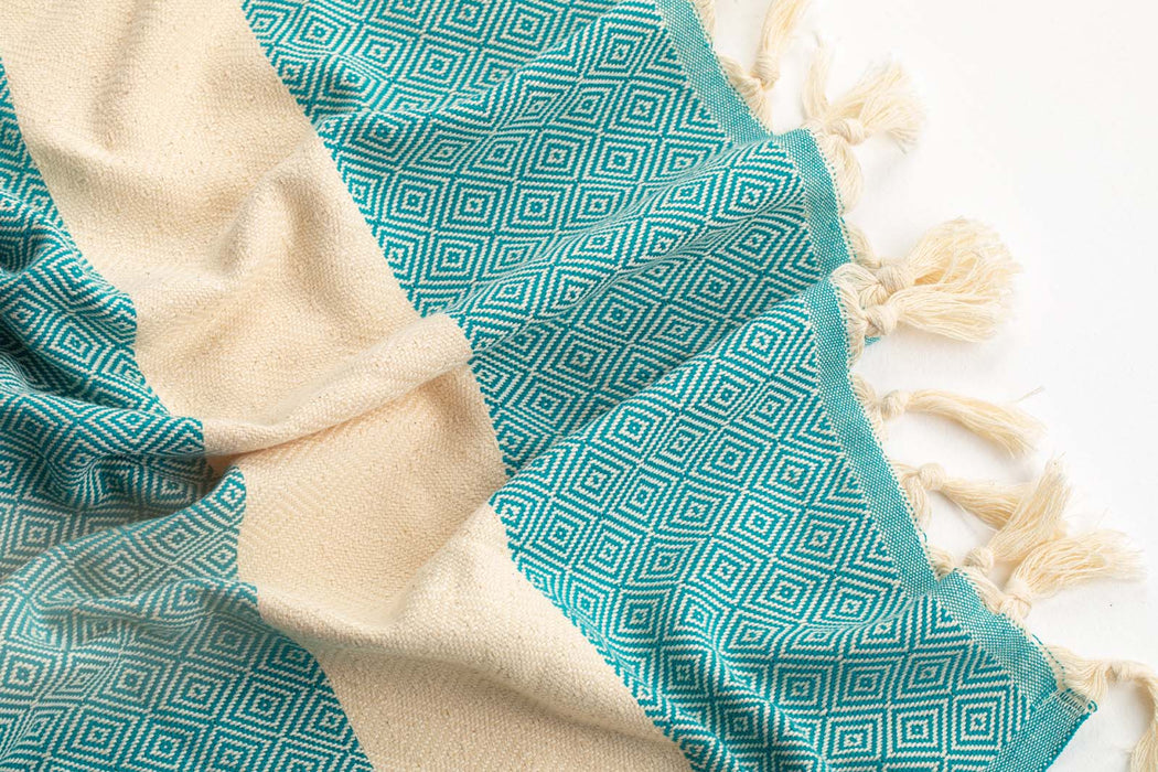 Peshtemal Towel Diamond Throw Teal - FineFamilyGoods