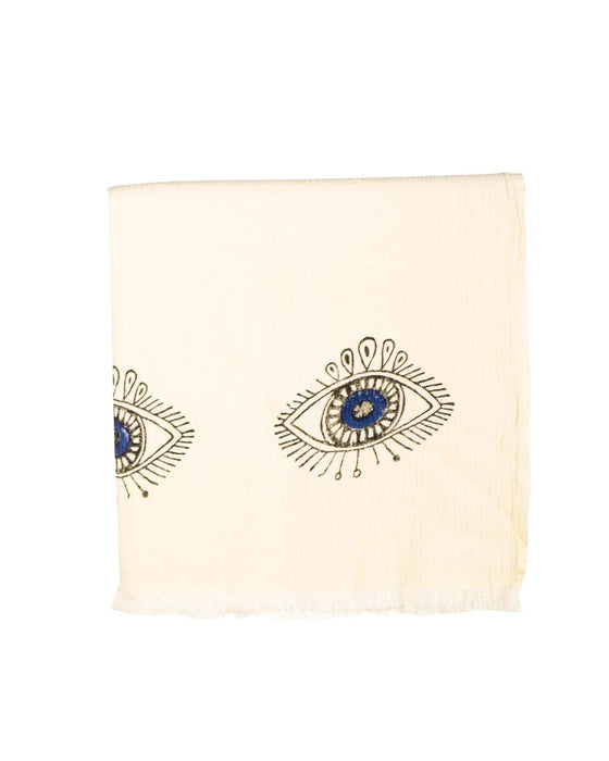 Peshtemal Towel Evil Eye Ecru - FineFamilyGoods