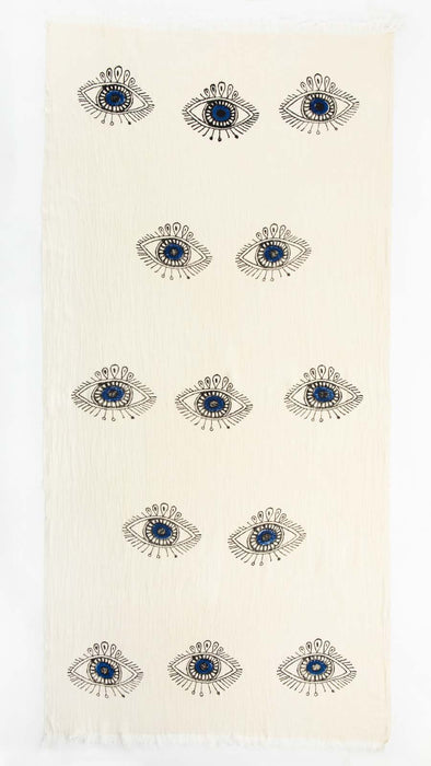 Peshtemal Towel Evil Eye Ecru - FineFamilyGoods