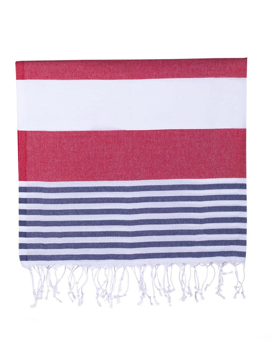 Peshtemal Towel Stripe Red & Blue - FineFamilyGoods