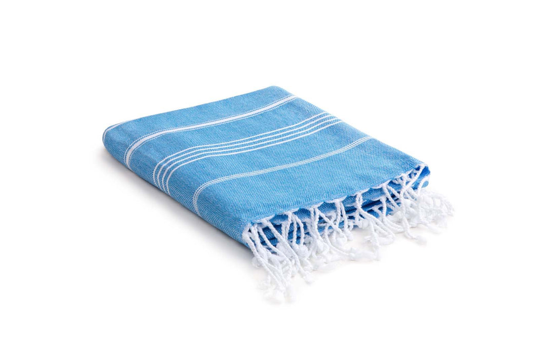 Peshtemal Towel White Stripe Blue - FineFamilyGoods